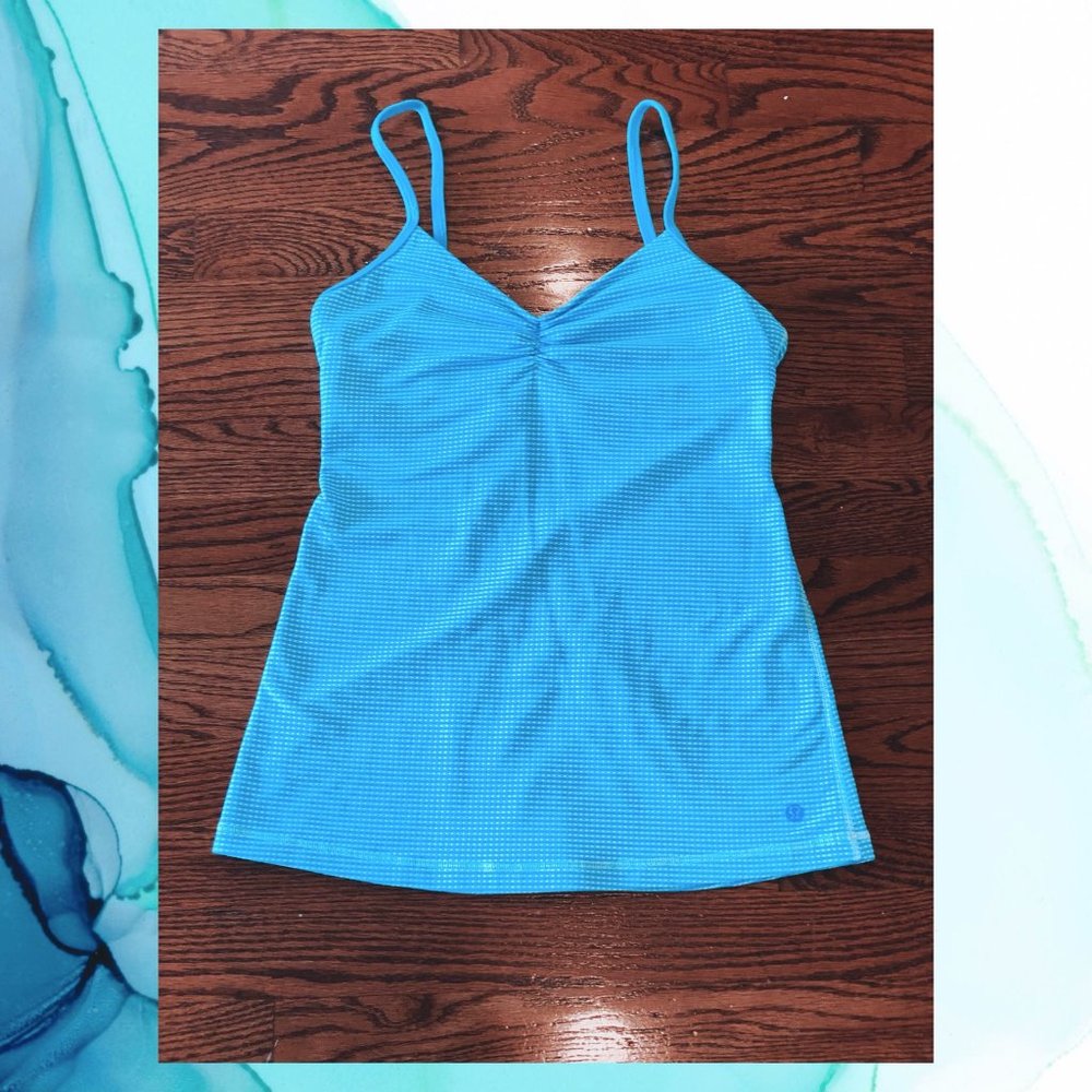 Lululemon Teal/Blue Check Tank Top Size 8